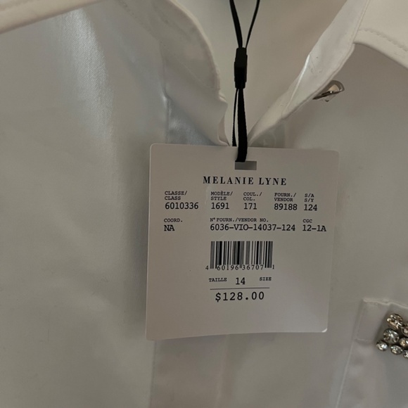 White Cotton Shirt Long Sleeve 14 Melanie Lyne - Picture 4 of 9